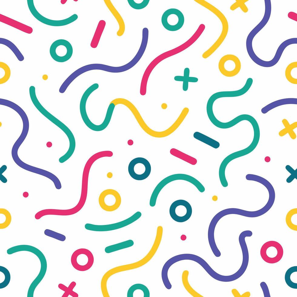 a colorful pattern with various shapes and lines vector