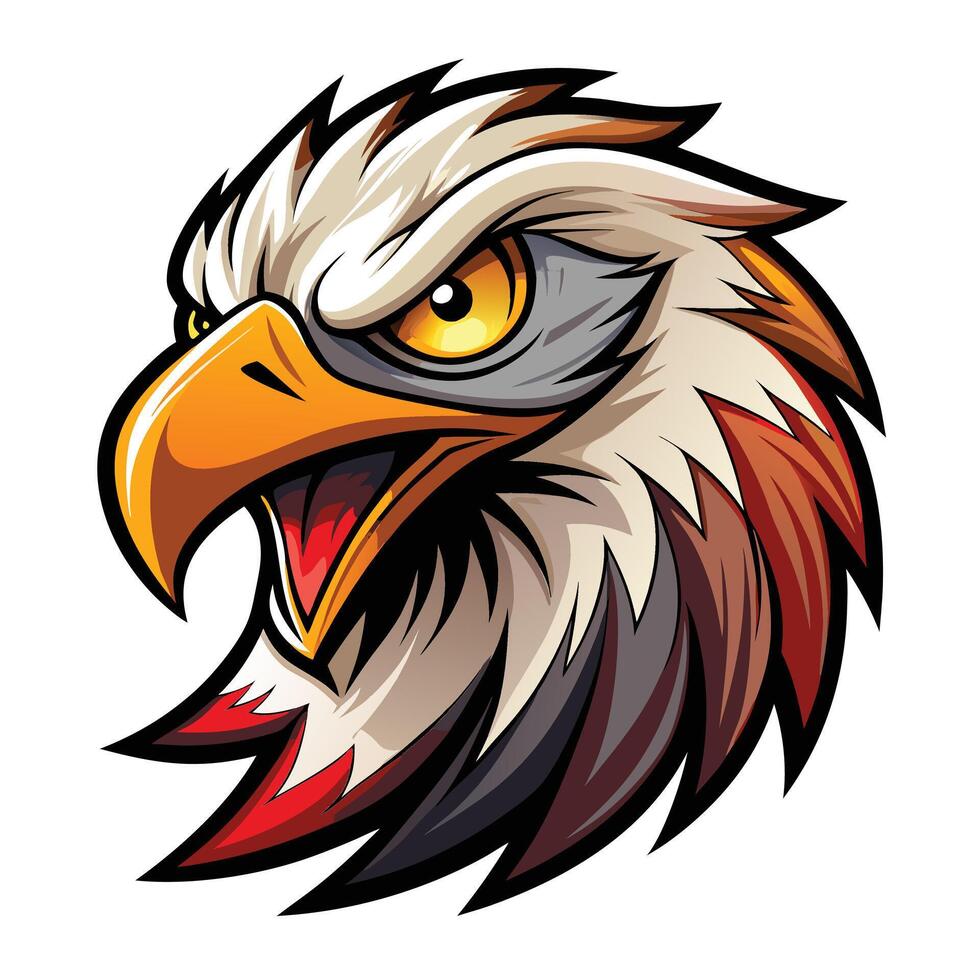 an eagle head with a red and white beak vector