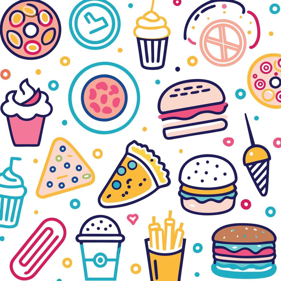 fast food icons set, illustration vector
