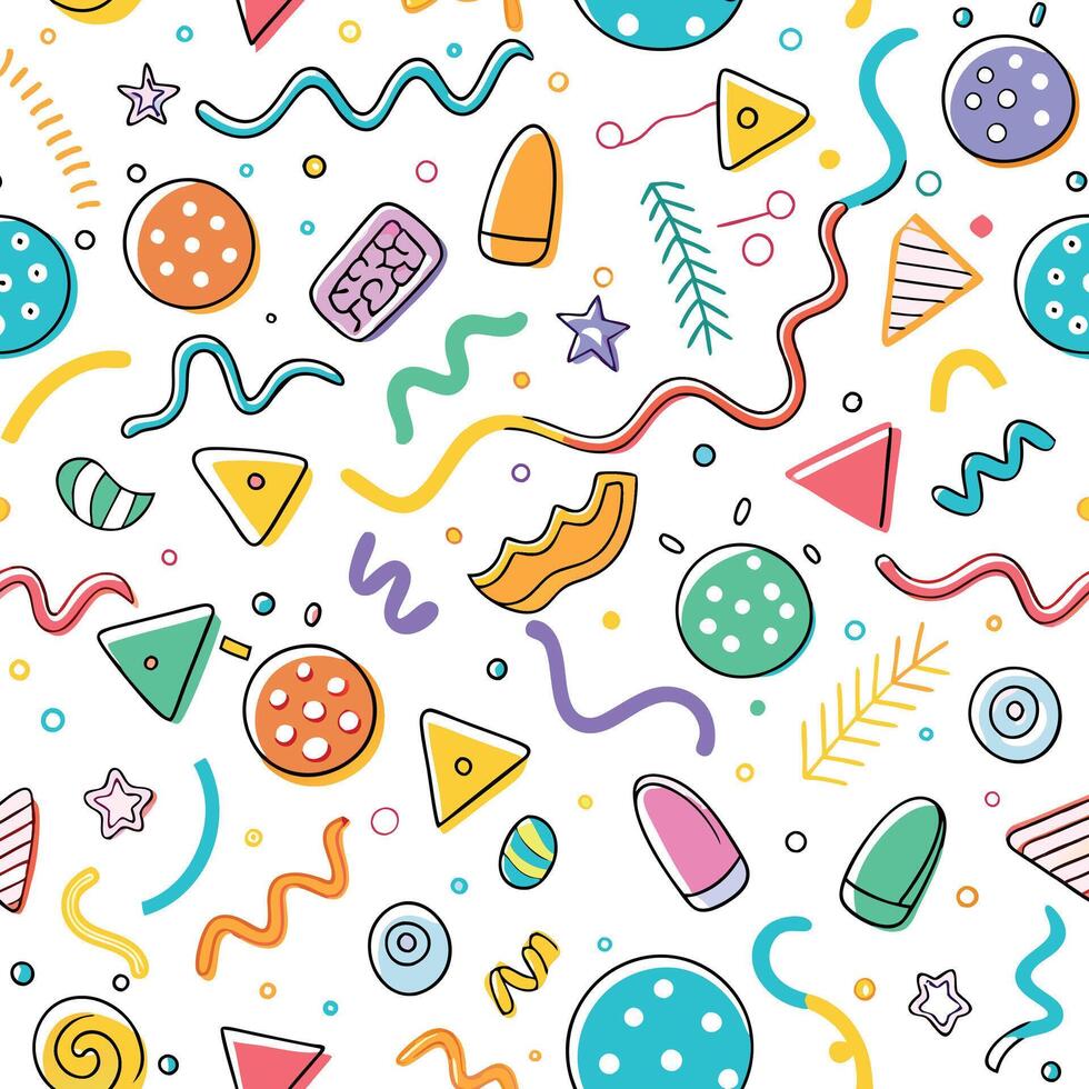 seamless pattern with colorful objects and shapes vector