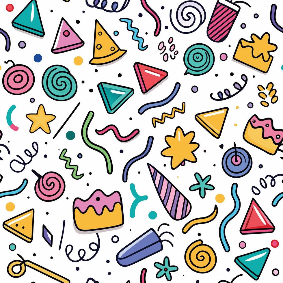 seamless pattern with colorful party items vector