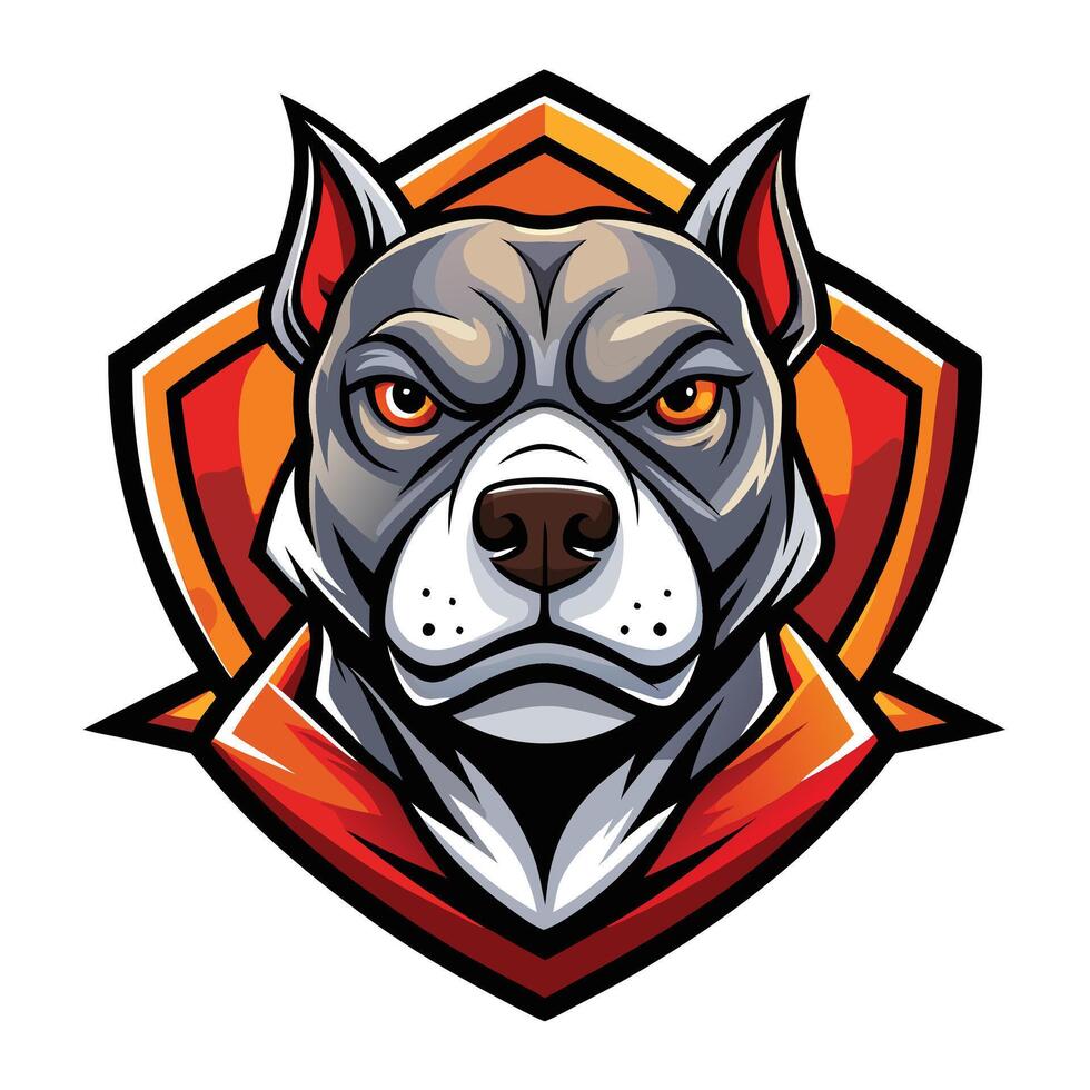 an angry pit bull dog mascot head vector
