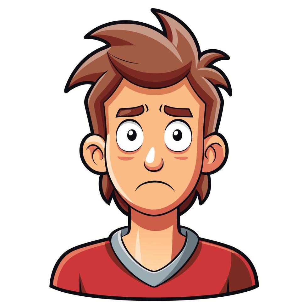 sad man avatar cartoon illustration vector