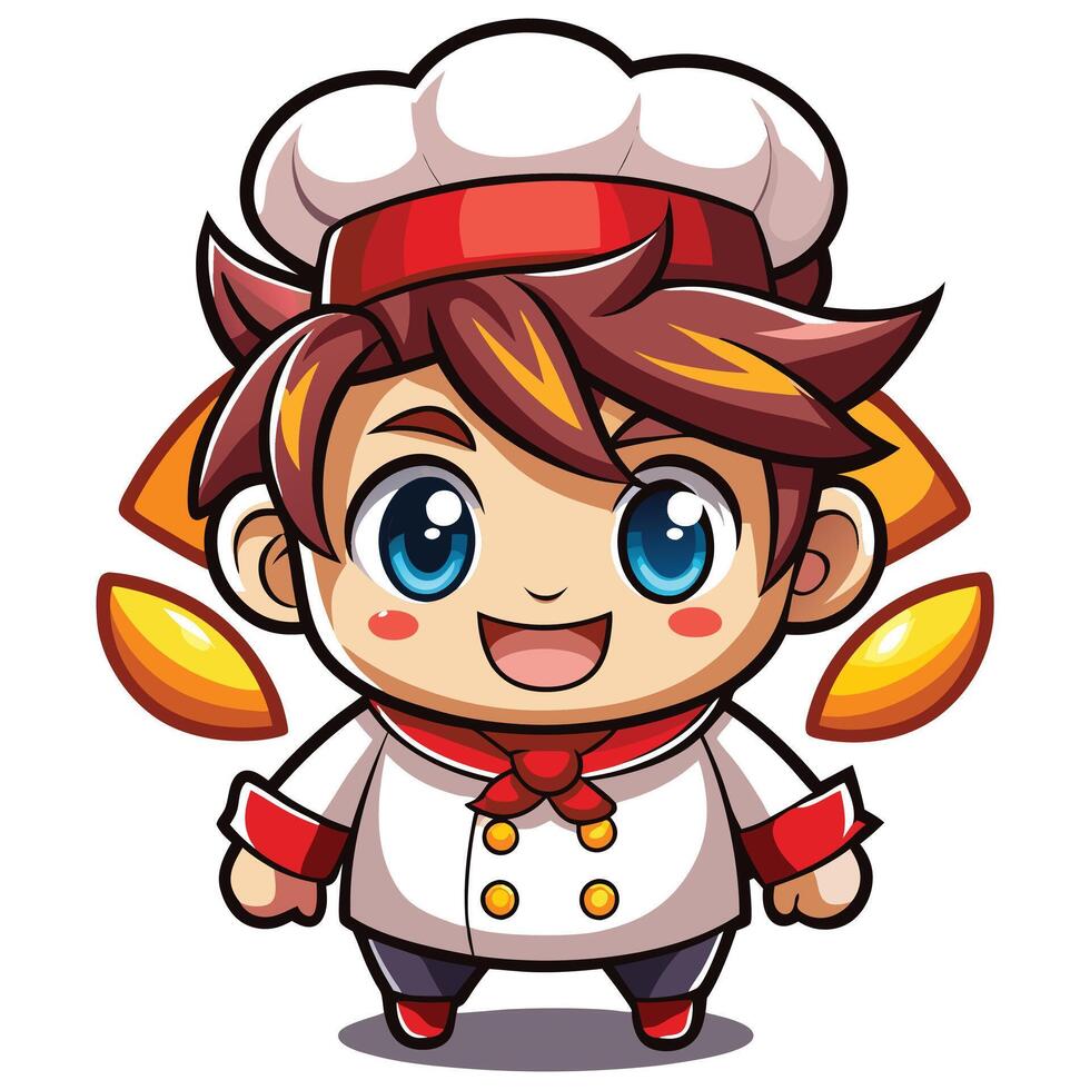 a cartoon chef character with a hat and a red shirt vector