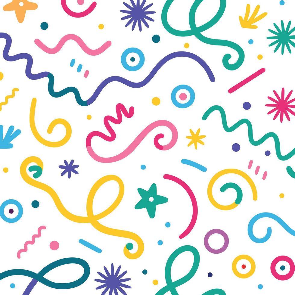 a colorful pattern with various shapes and lines vector