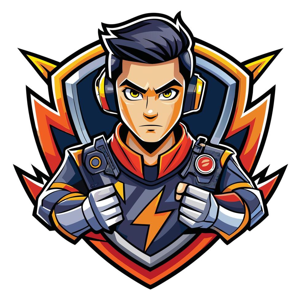 a cartoon character with headphones on his head vector