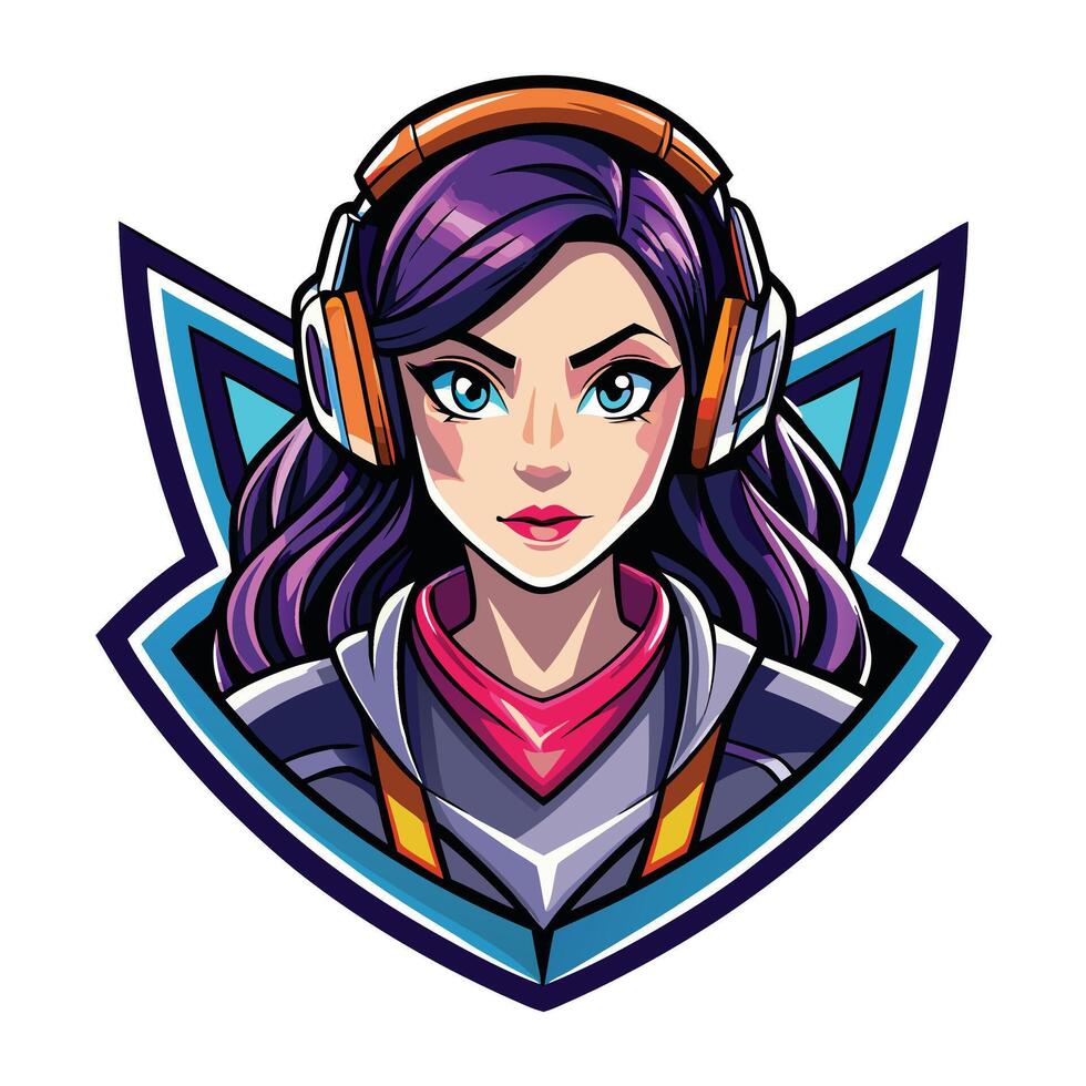 a girl with headphones on her head vector