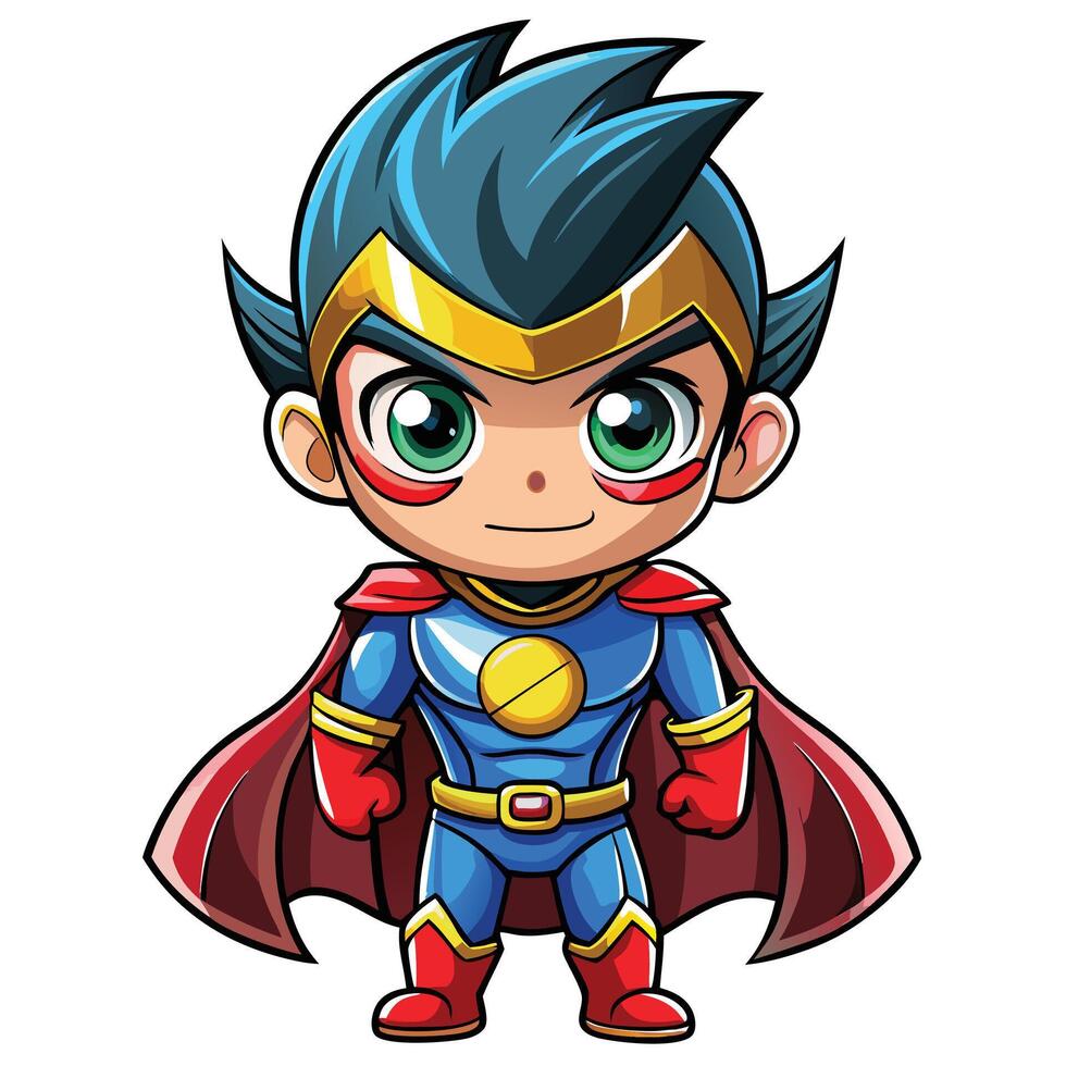 superhero boy in blue and red costume illustration vector