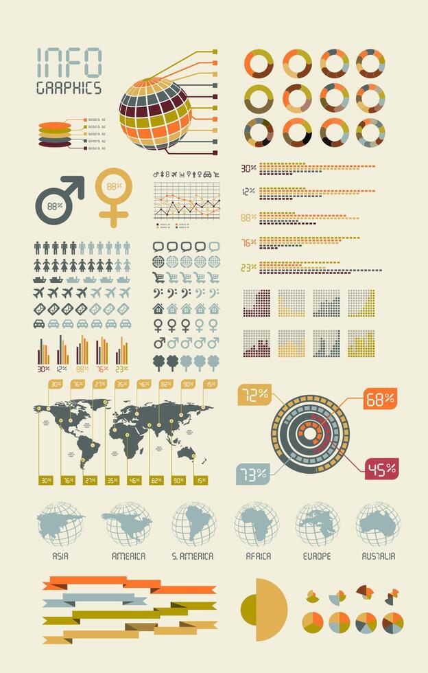 Infographics with world map. vector