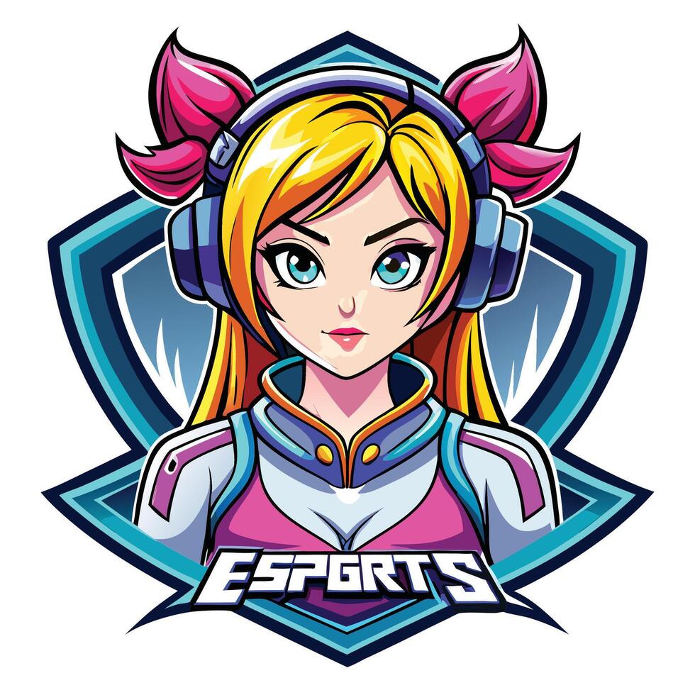 a cartoon girl with headphones on her head vector