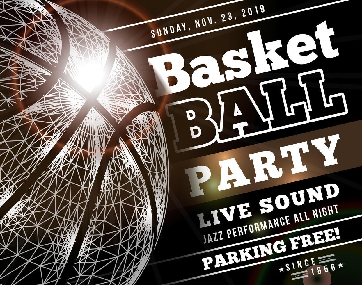 Basketball party in the shape of a 3D basketball mesh. vector