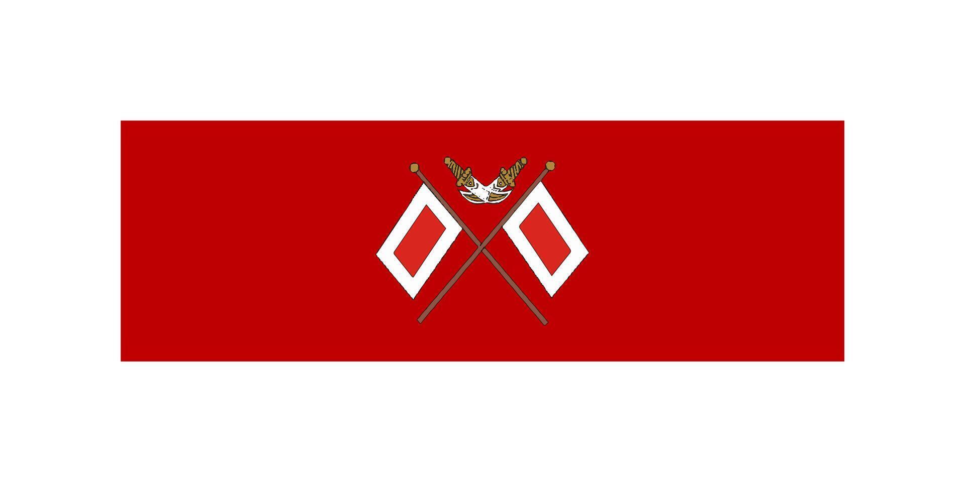 A red flag with two crossed swords on it vector