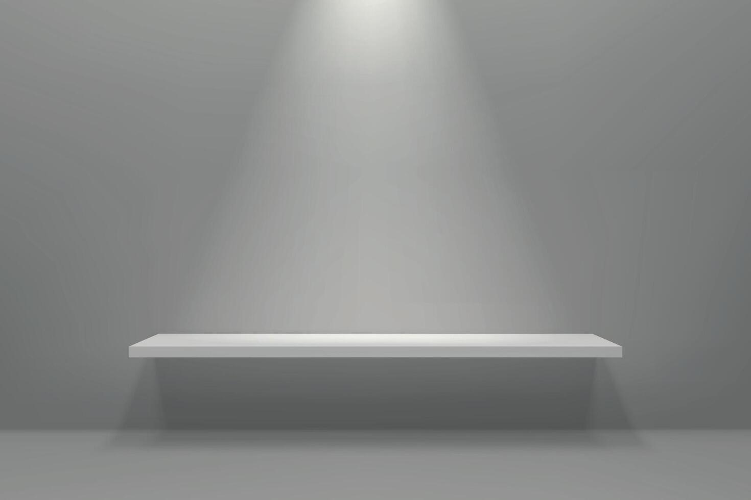 Empty shelf with light coming from the wall vector
