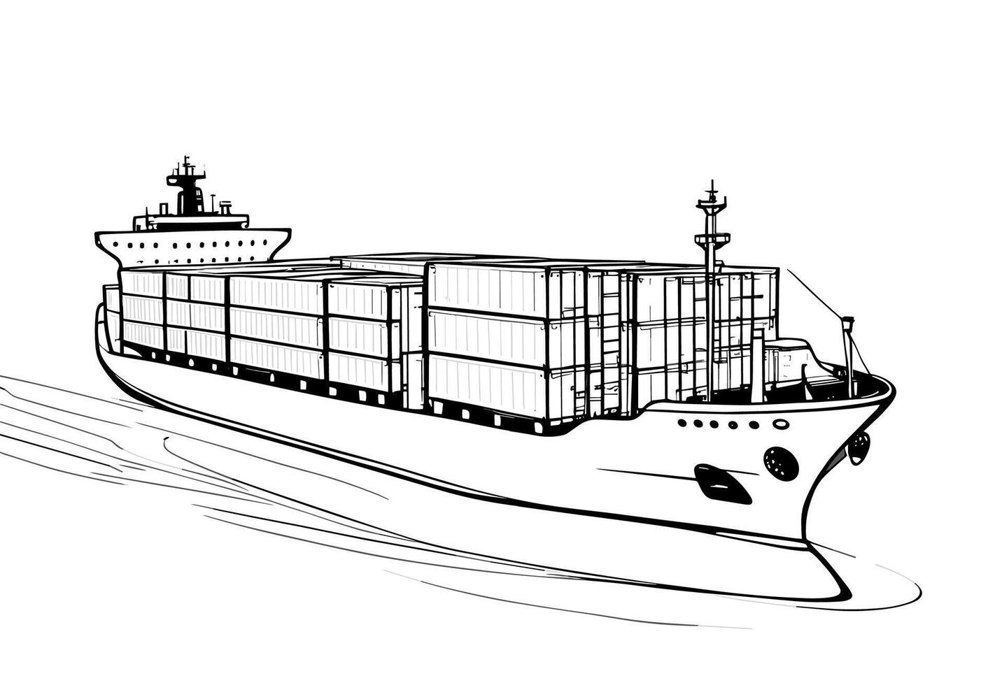 A drawing of a cargo ship vector