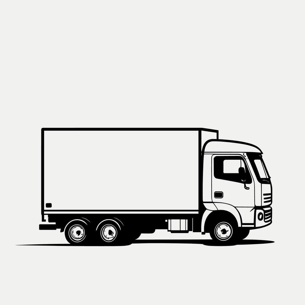 A black and white drawing of a truck vector