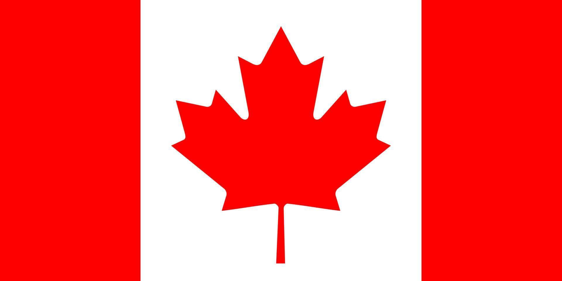 The canadian flag is shown in red and white vector