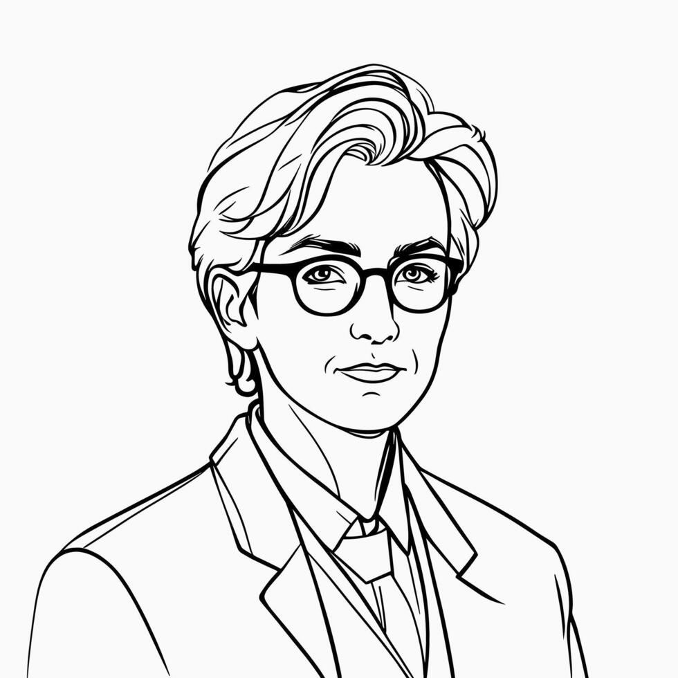A drawing of a man in glasses and a suit vector