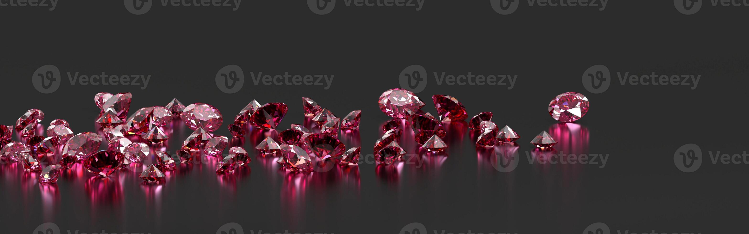 Ruby diamond topaz Gem placed on glossy background 3d rendering soft focus photo
