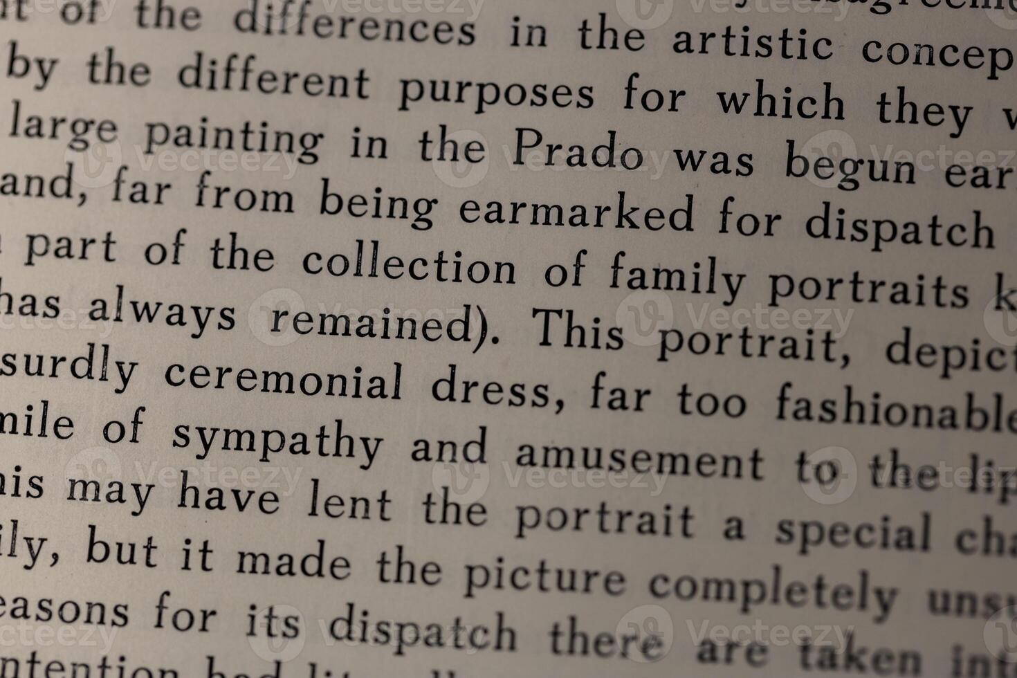 macro photography of a book page with text in English font photo