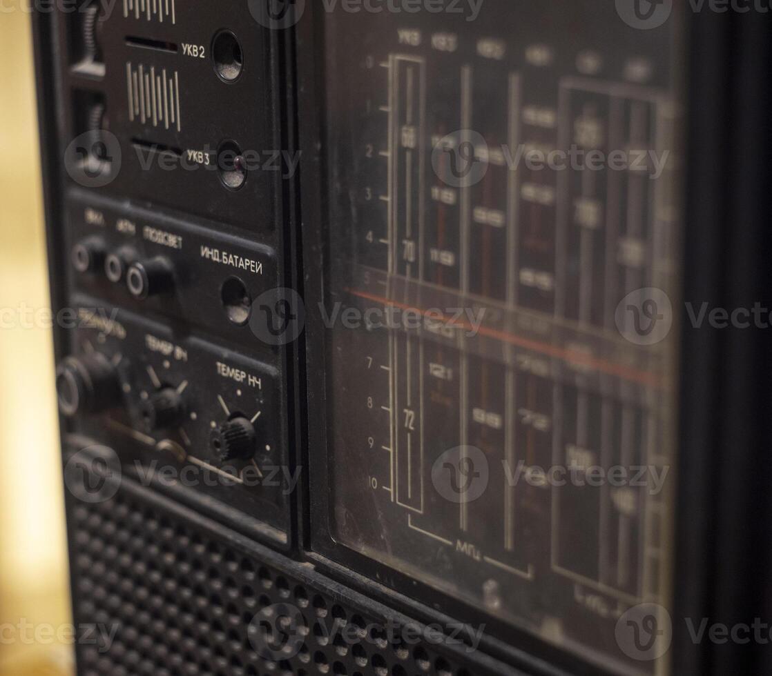 Retro AM FM SW radio receiver vintage Old RARE made in Soviet USSR. Antique used Radio photo