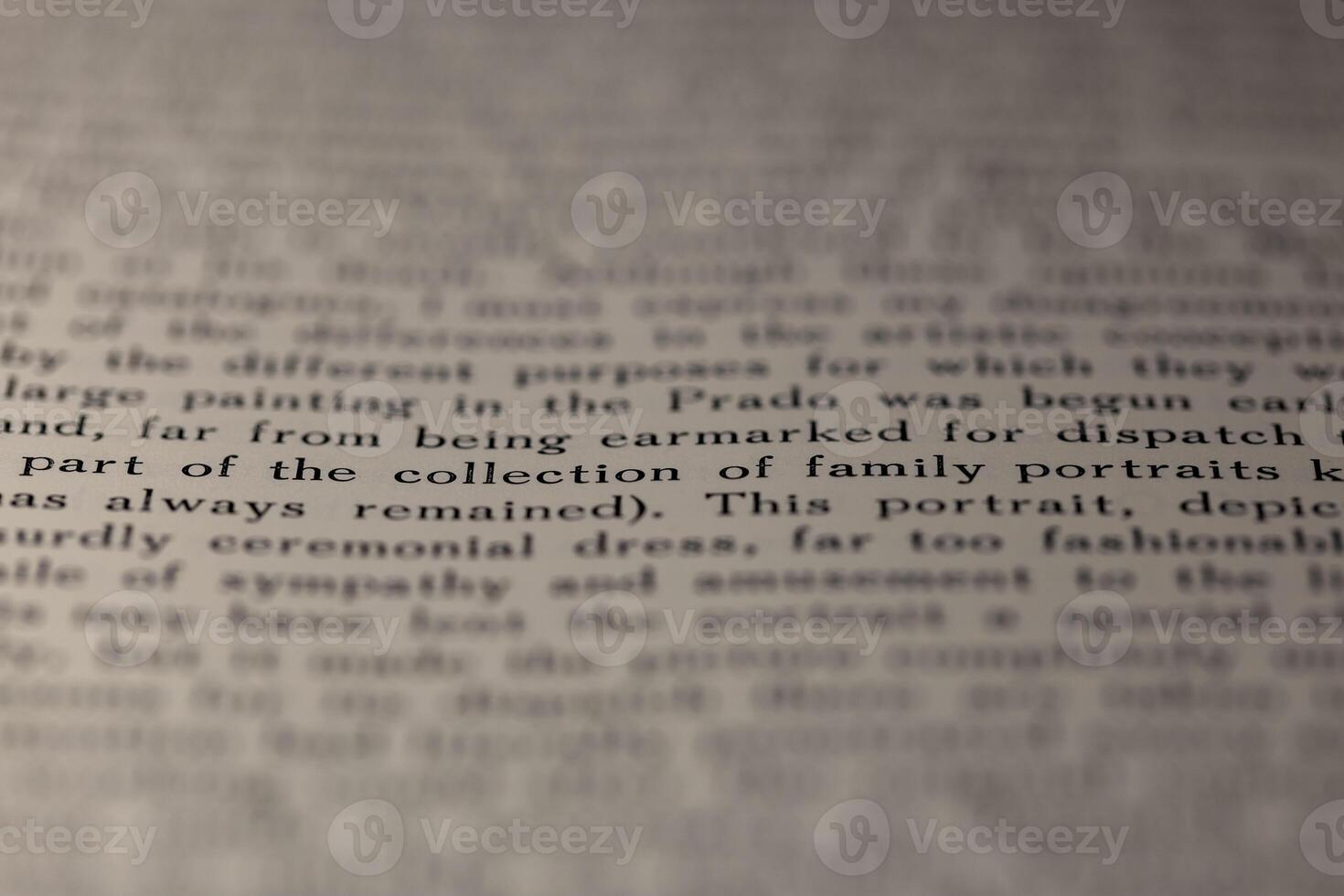 macro photography of a book page with text in English font photo
