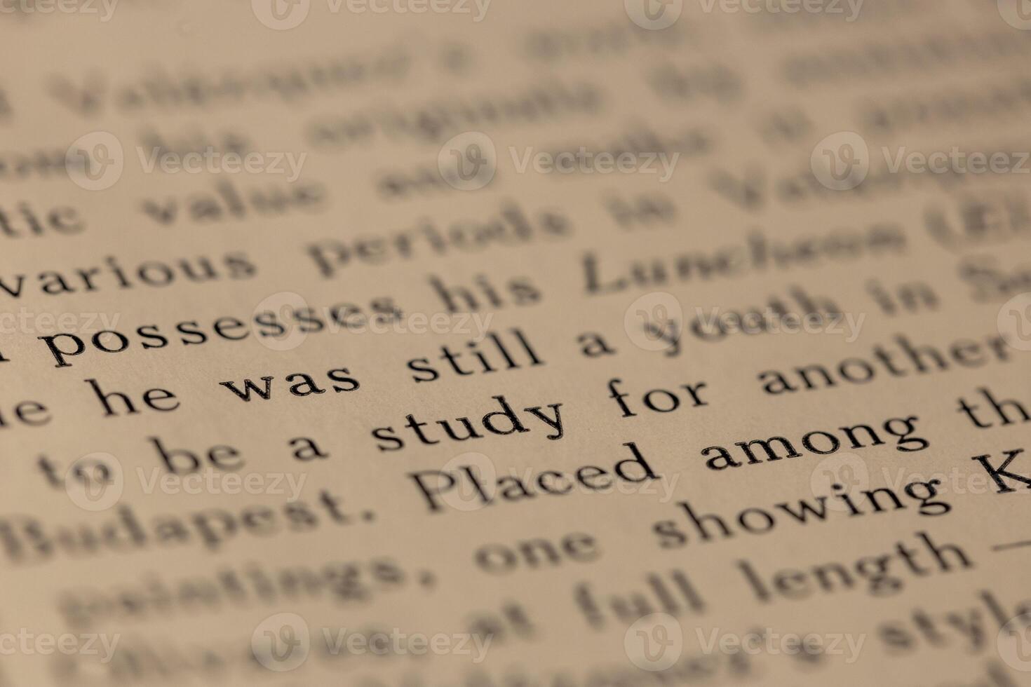macro photography of a book page with text in English font photo