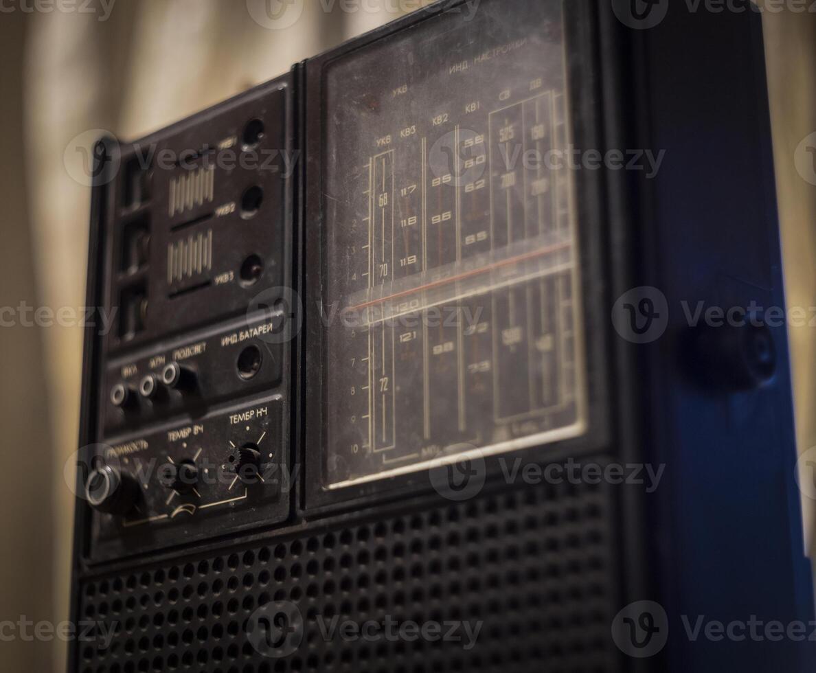 Retro AM FM SW radio receiver vintage Old RARE made in Soviet USSR. Antique used Radio photo