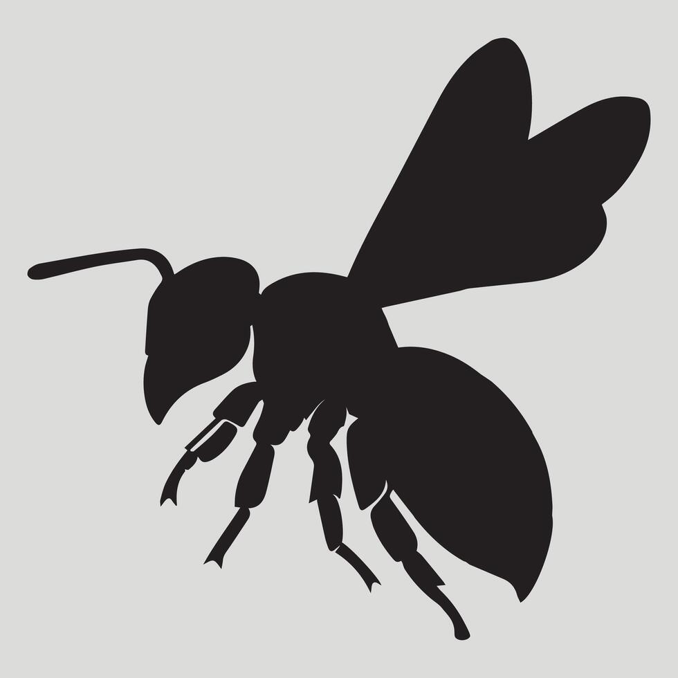 This art features a bold silhouette of a bee, captured in high-contrast vector