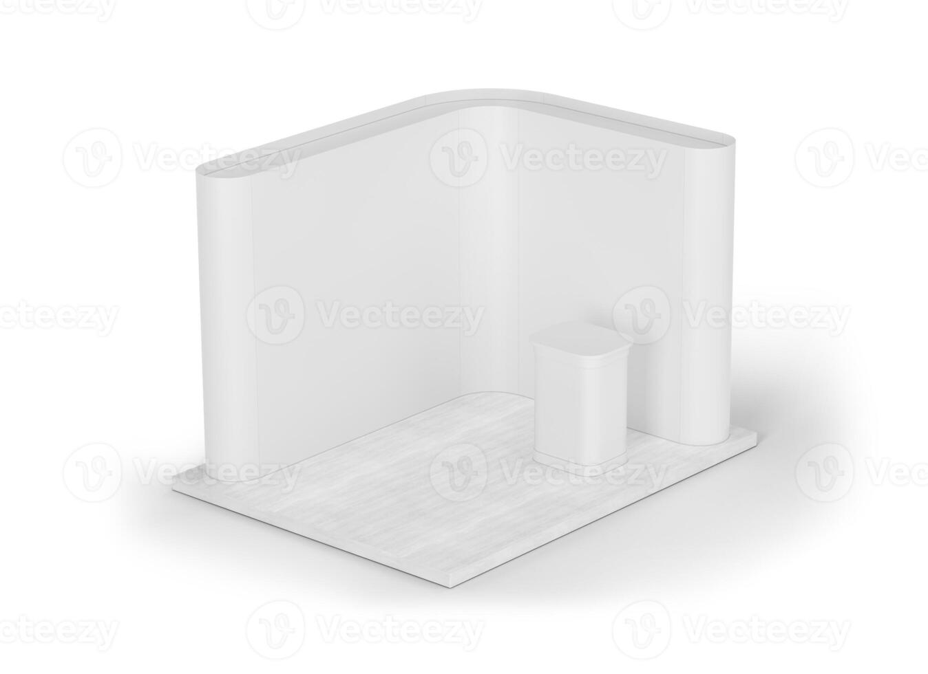 Stand Mockup with Wooden Floor for Elegant and Professional Product Presentation photo