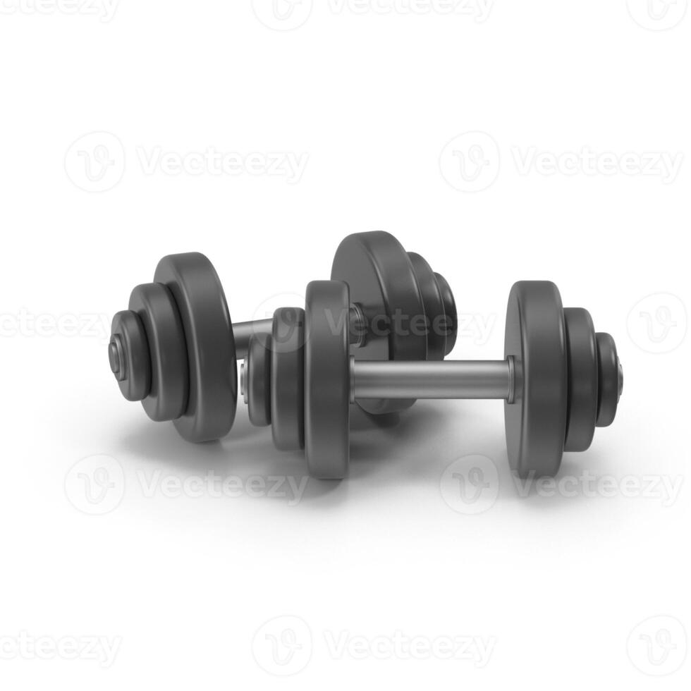 a 3D two dumbbells on a white background photo