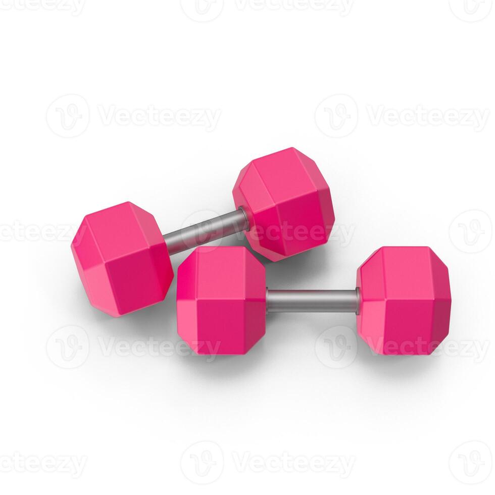 a 3D two pink dumbbells on a white surface photo