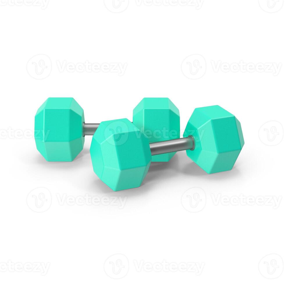 a 3D two dumbbells on a white background photo