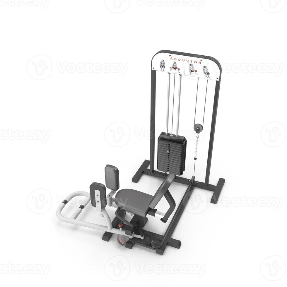 a 3D gym equipment set with a squat machine photo