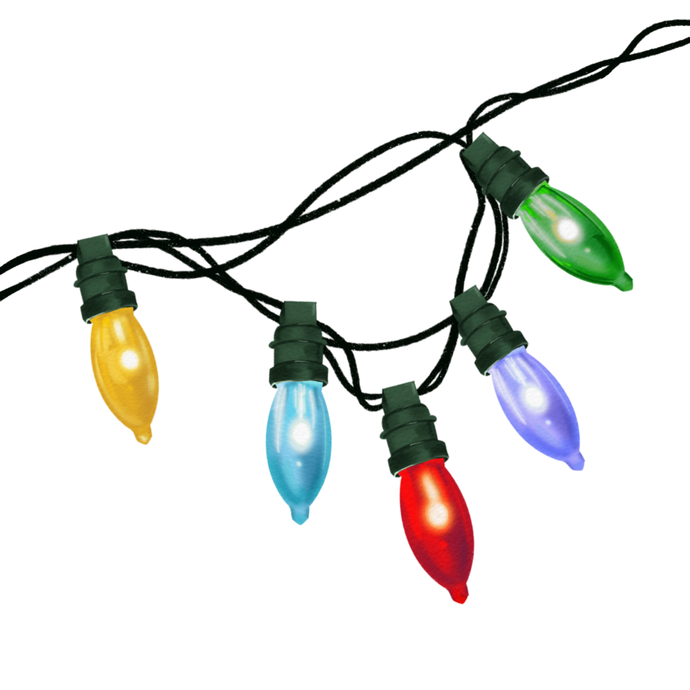 Christmas lights illustration Glowing red green blue png