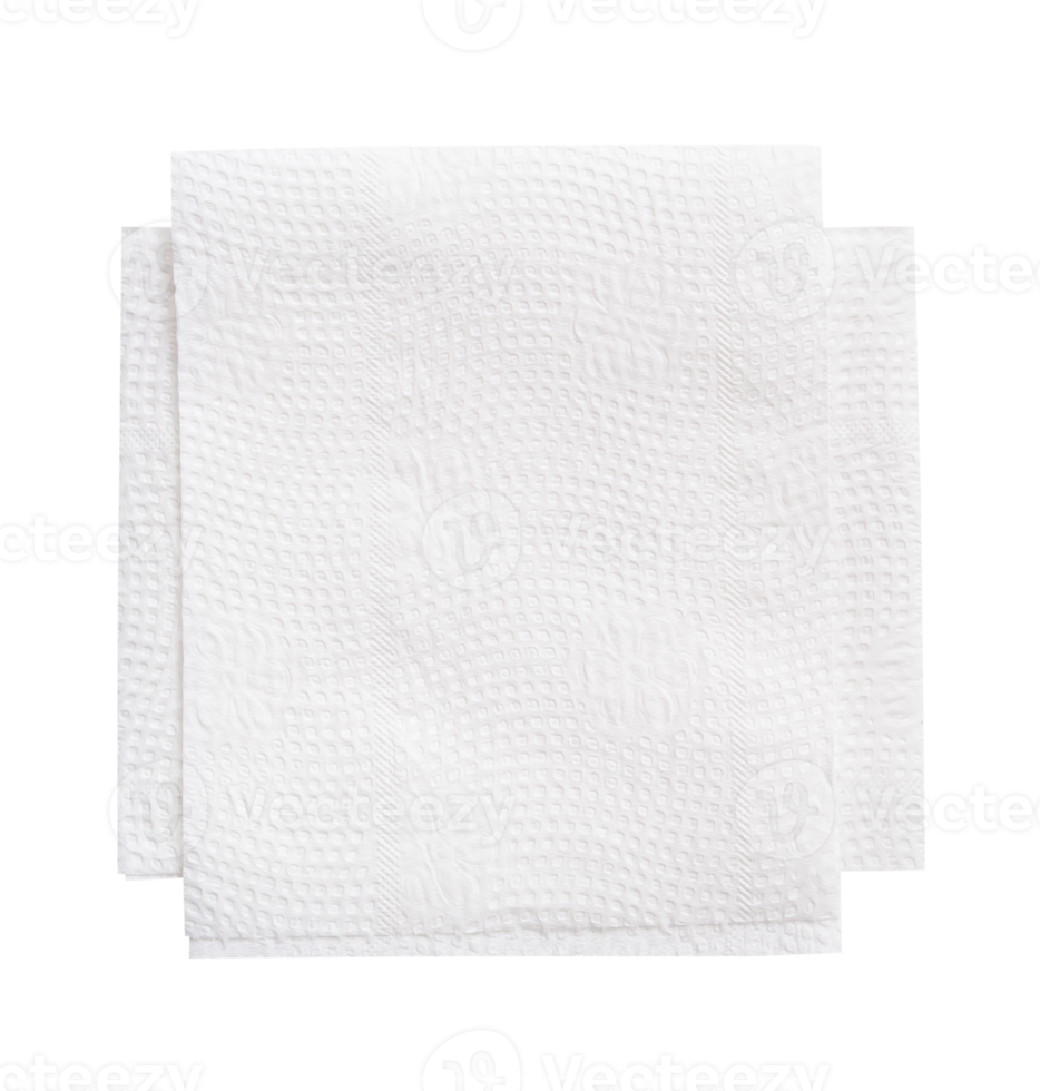 Top view photo of two folded white tissue paper in stack isolated in file format png