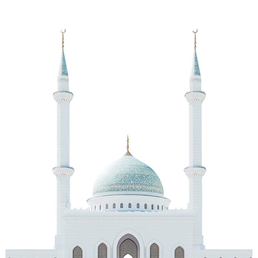 A white mosque with two minarets png