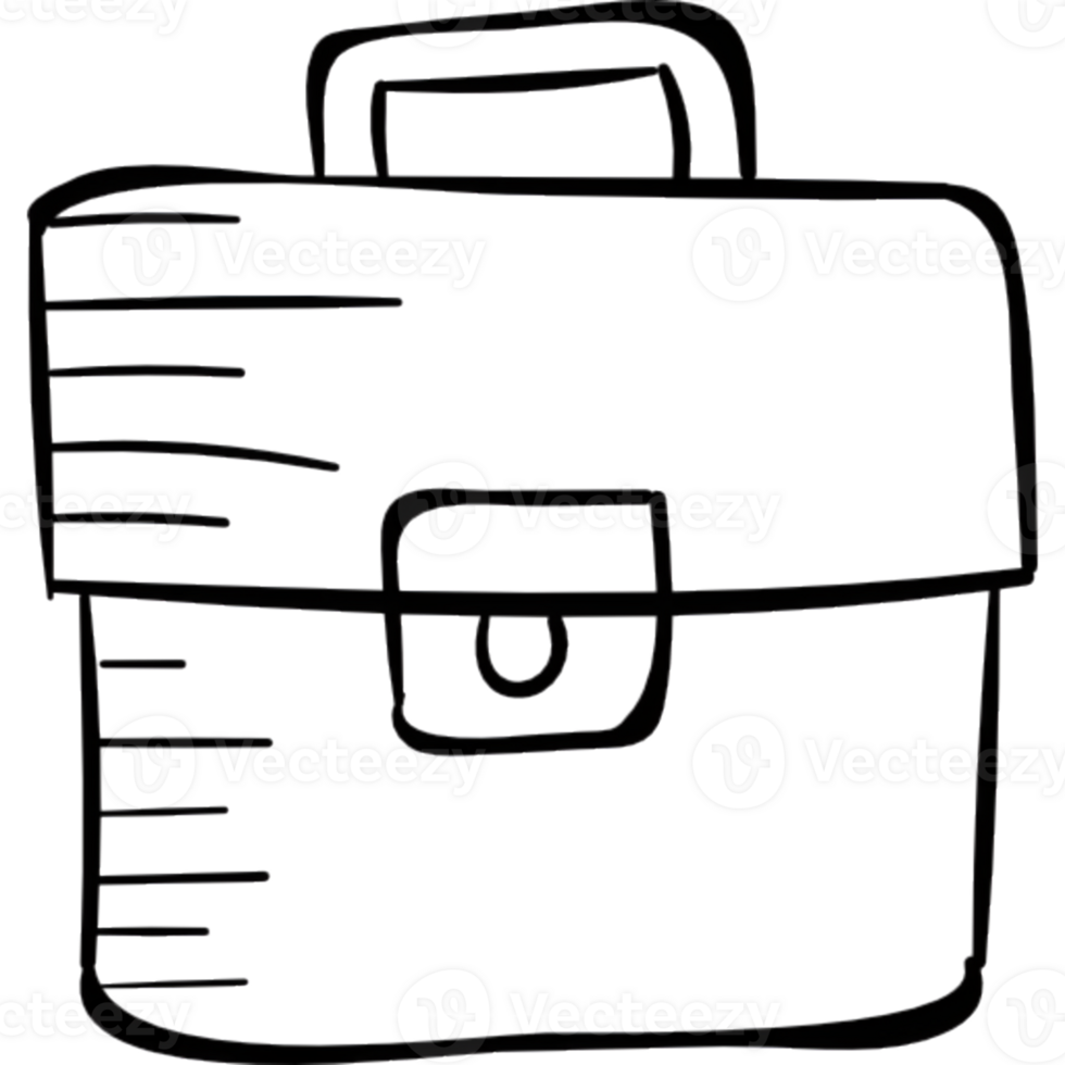 A black and white drawing of a briefcase png