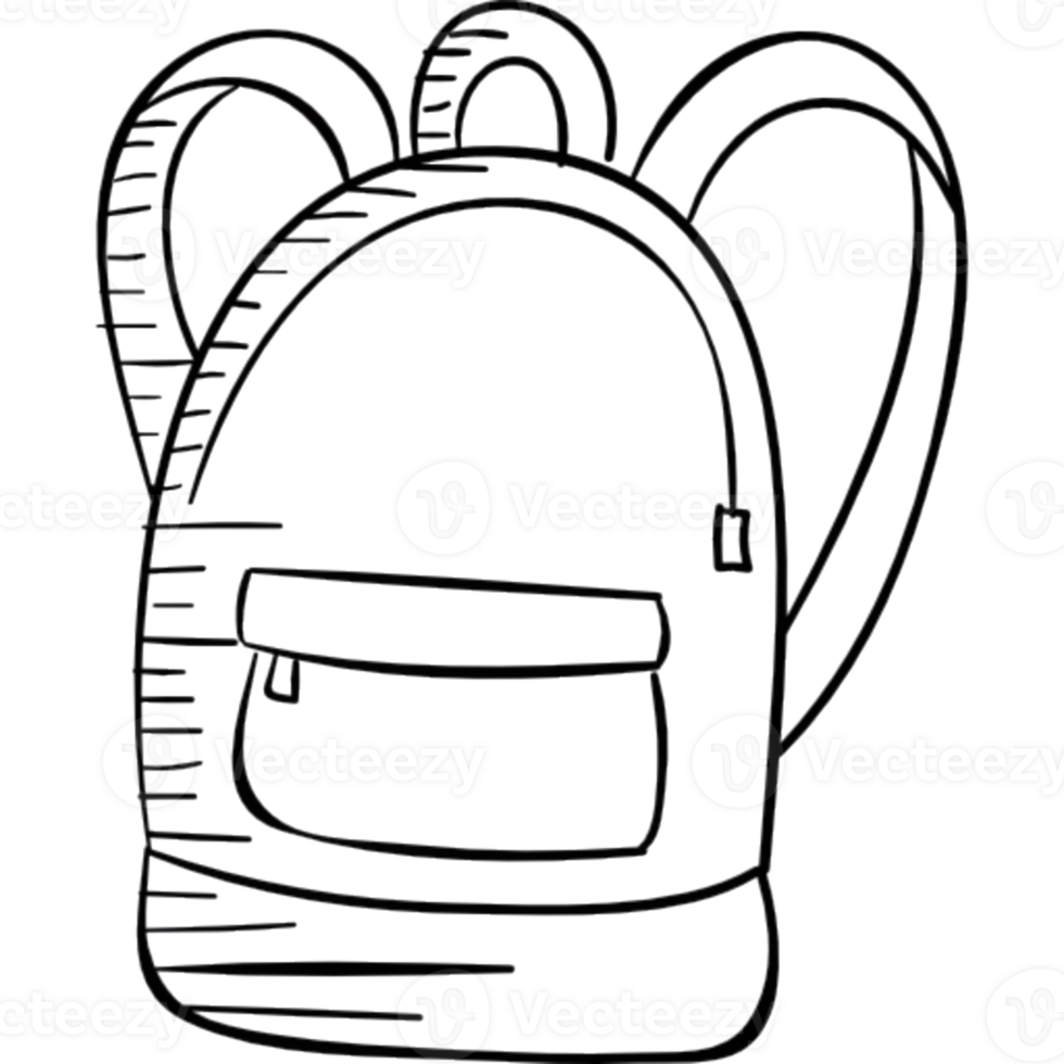 A black and white outline of a backpack png