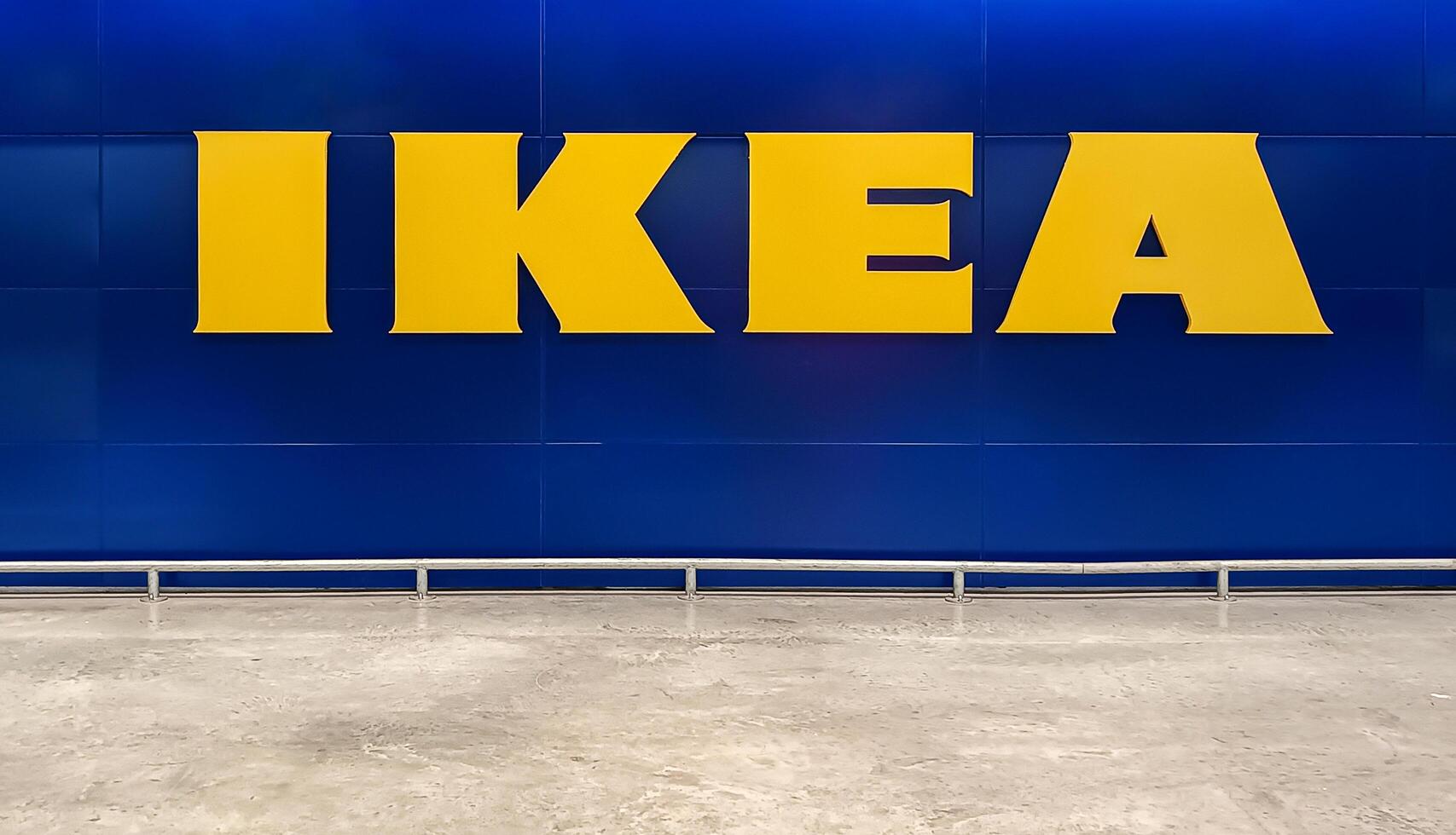 Nonthaburi Thailand 25 November 2024 Logo Ikea on blue wall photo