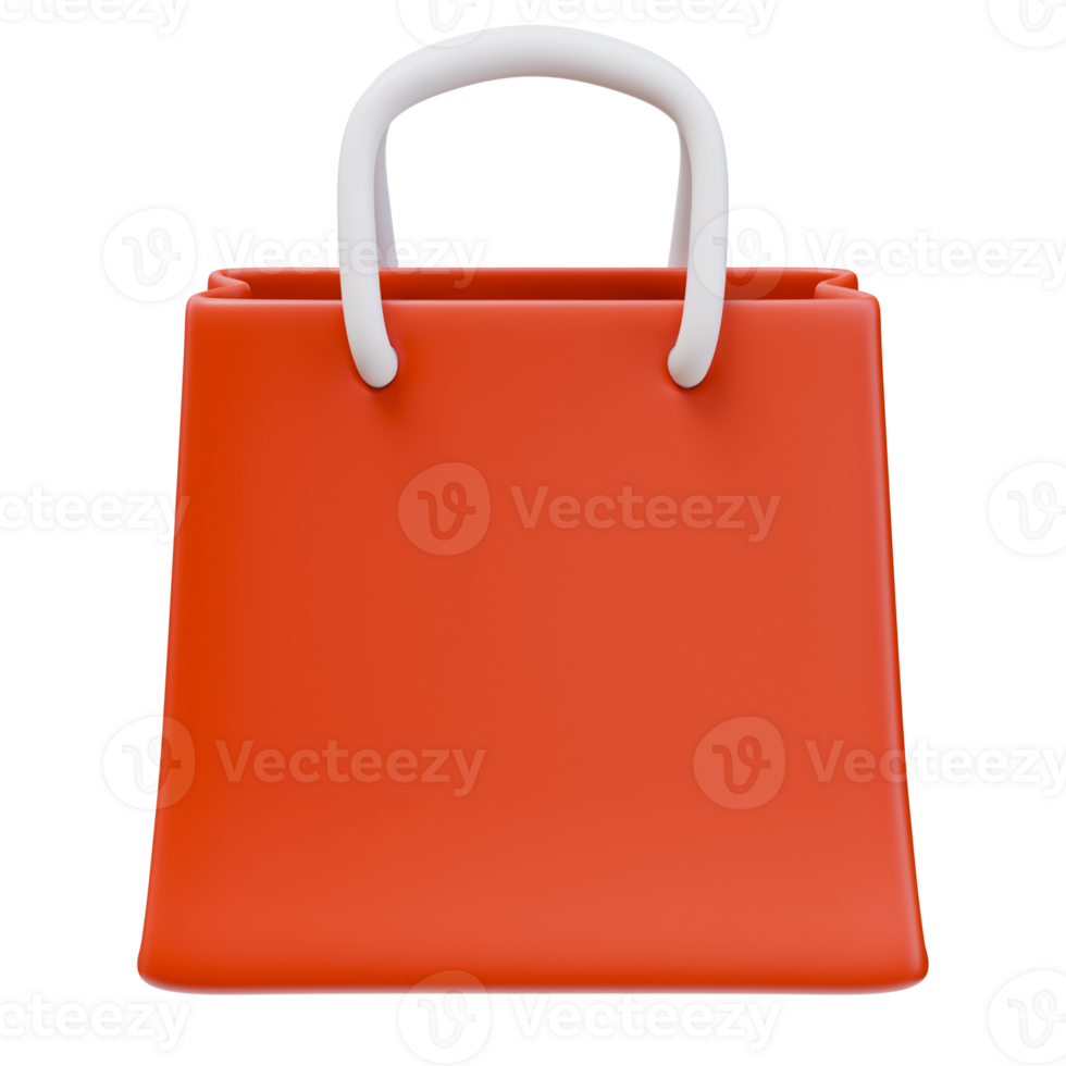 3D Icon Paper Shopping Bag with Handles. Store, Online Shopping, Sale Concept. 3D Illustration Design Web Mobile App png
