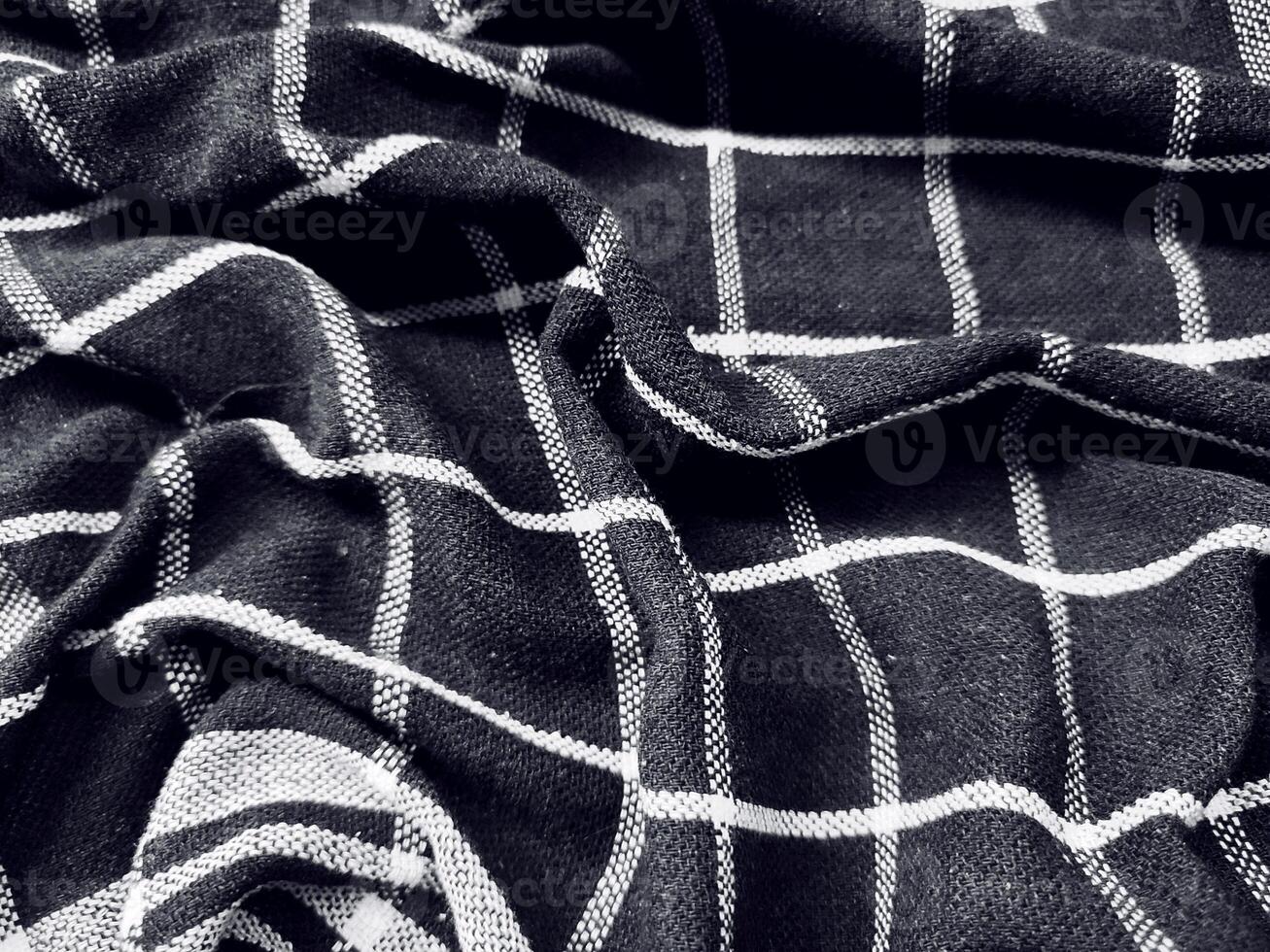Black fabric background and pattern with white stripes photo