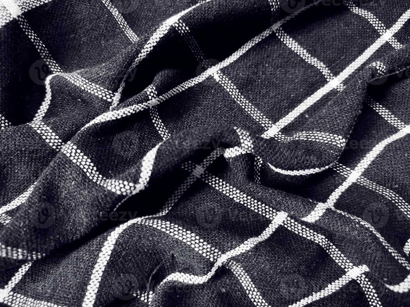 Black fabric background and pattern with white stripes photo