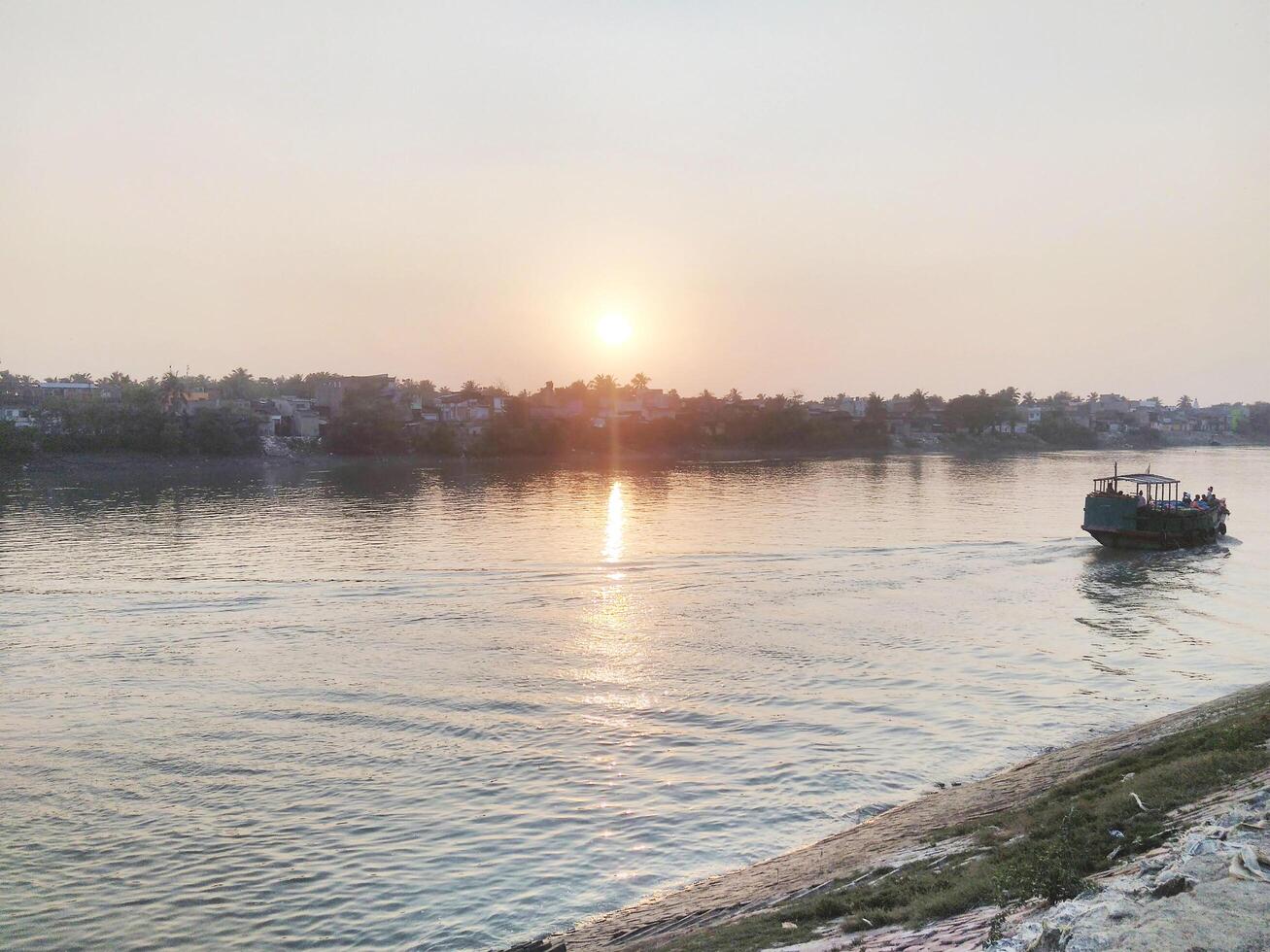 A river side of village area photo