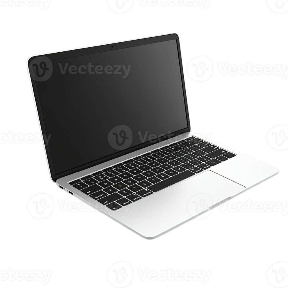 Modern Silver Laptop Computer Digital Device Technology Isolated png