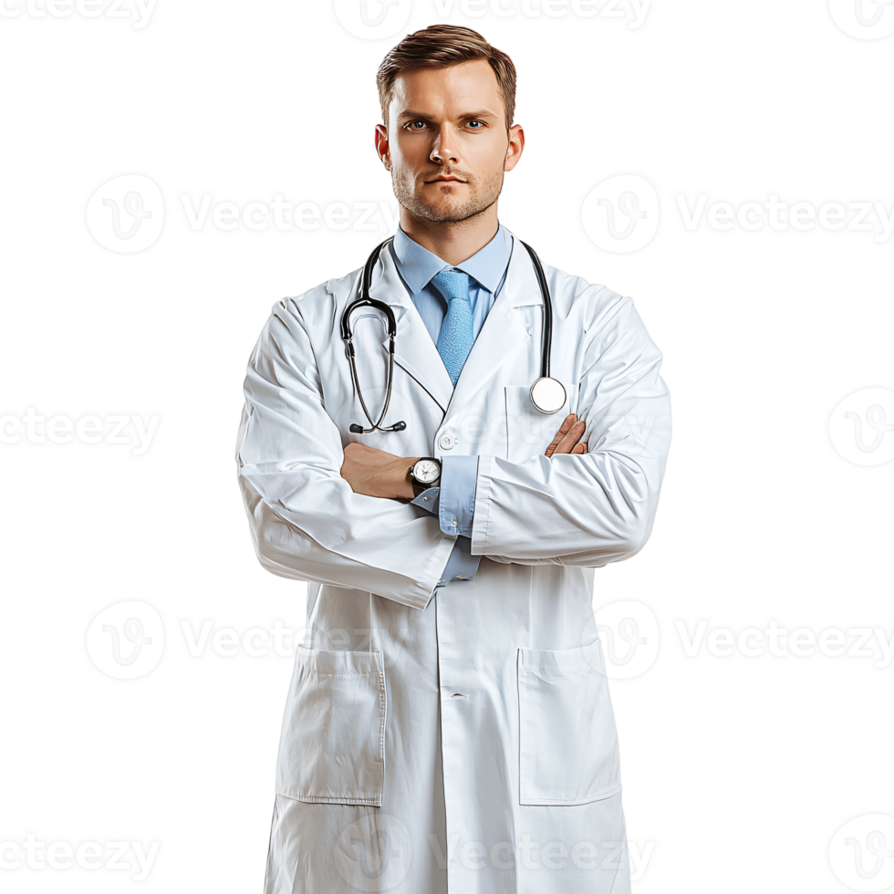 Confident Doctor Medical Professional Healthcare Clinic Hospital Physician Stethoscope Lab Coat png