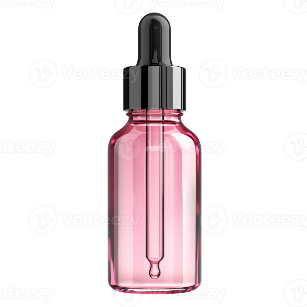 Pink Glass Dropper Bottle Cosmetic Serum Beauty Product Skincare Packaging png