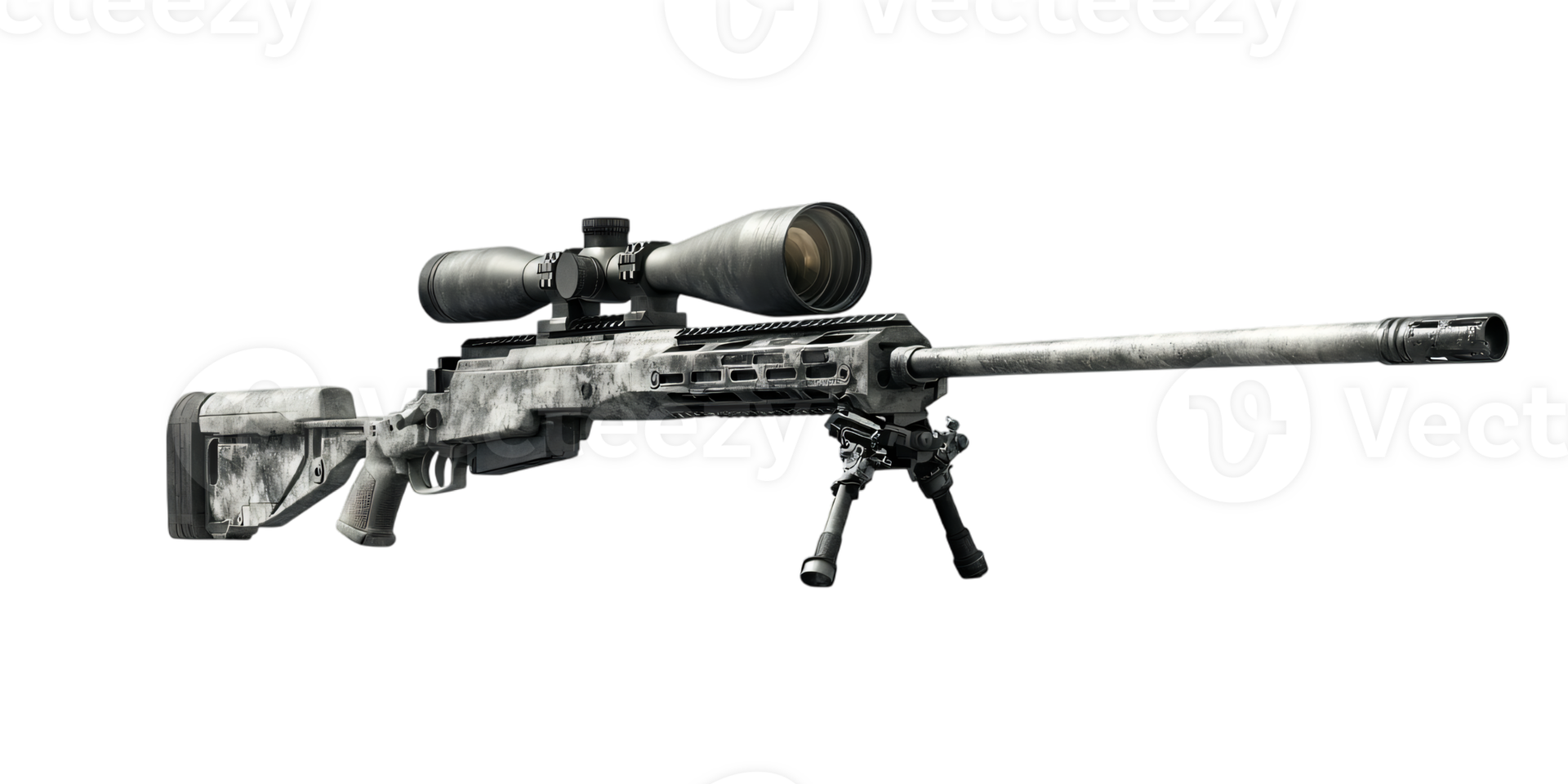 High Power Sniper Rifle with Scope Camo Stock Bipod png