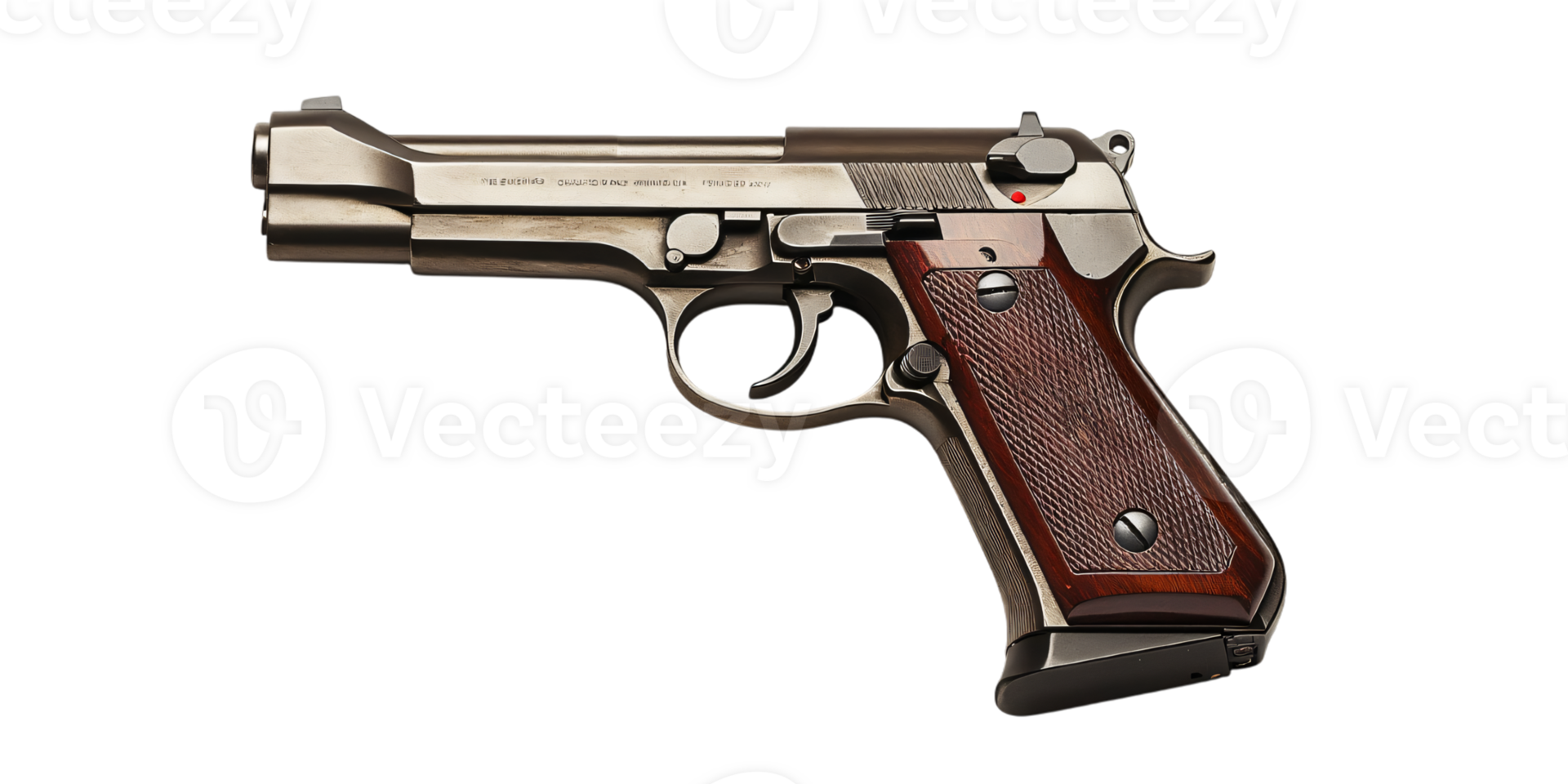 Classic Handgun Silver Pistol Firearms Weapon Gun Shooting Self Defense Closeup Isolated Detailed png