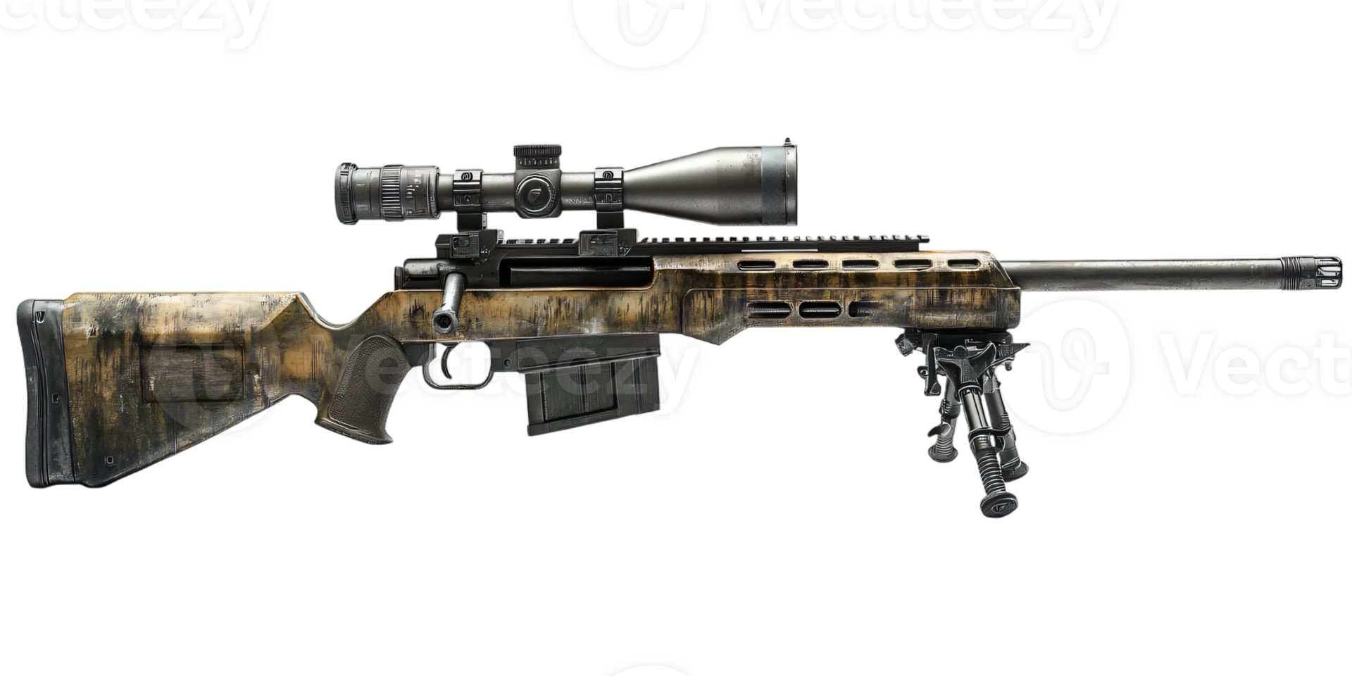 High Power Sniper Rifle with Scope Hunting Weapon Camouflage Stock png
