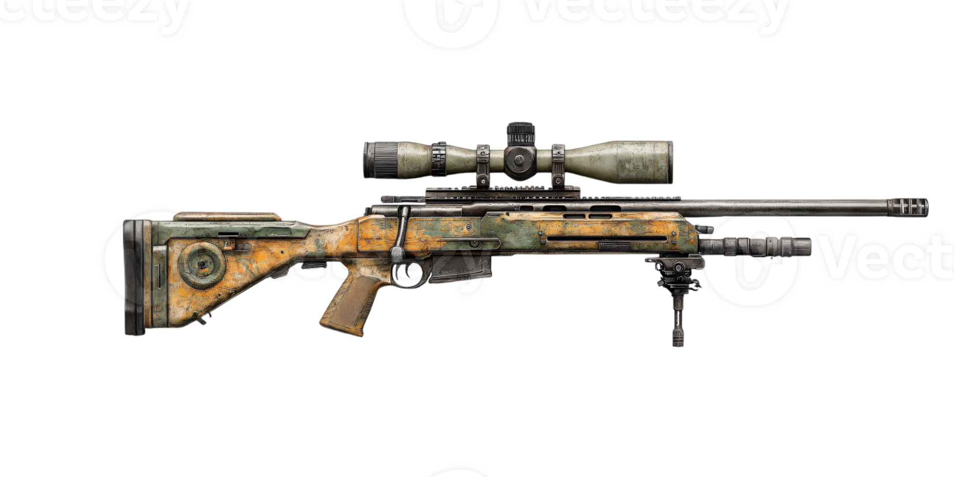 Camouflage Sniper Rifle Military Weapon Hunting Rifle Long Range Shooting Precision Marksmanship png